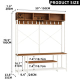 Moasis Industrial Entryway Bench with Coat Rack, 5-in-1 Hall Tree with Shoes Storage