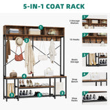 Moasis Industrial Entryway Bench with Coat Rack, 5-in-1 Hall Tree with Shoes Storage