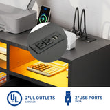 Moasis LED File Cabinet for Home Office Lateral Filing Cabinets with 2 Drawers