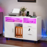 Moasis LED File Cabinet for Home Office Lateral Filing Cabinets with 2 Drawers