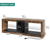 Moasis LED RGB TV Stand w/ Power Outlets for TVs up to 55/60" Entertainment Center with Glass Shelves