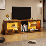 Moasis LED RGB TV Stand w/ Power Outlets for TVs up to 55/60" Entertainment Center with Glass Shelves