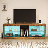 Moasis LED RGB TV Stand w/ Power Outlets for TVs up to 55/60" Entertainment Center with Glass Shelves