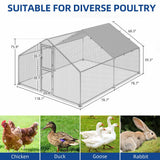 Moasis Large Metal Chicken Coop Cage with Cover Poultry Fence Outdoor,Poultry Cage for Rabbits Goose Ducks