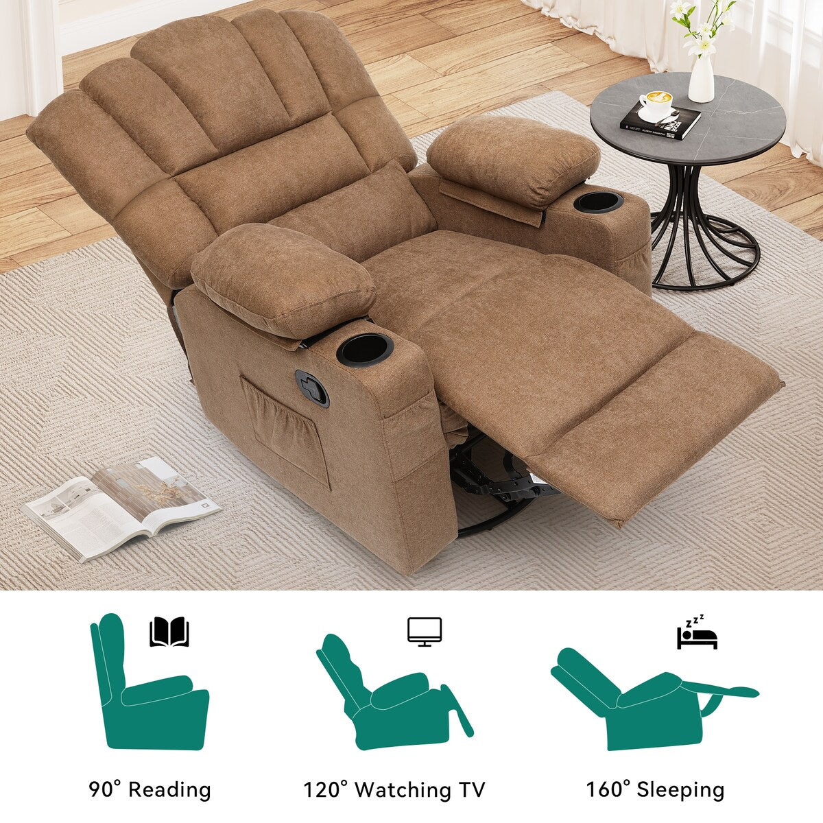 Moasis Manual Swivel Rocking Recliner Chair for Elderly Swivel Glider Rocker Recliner Chair