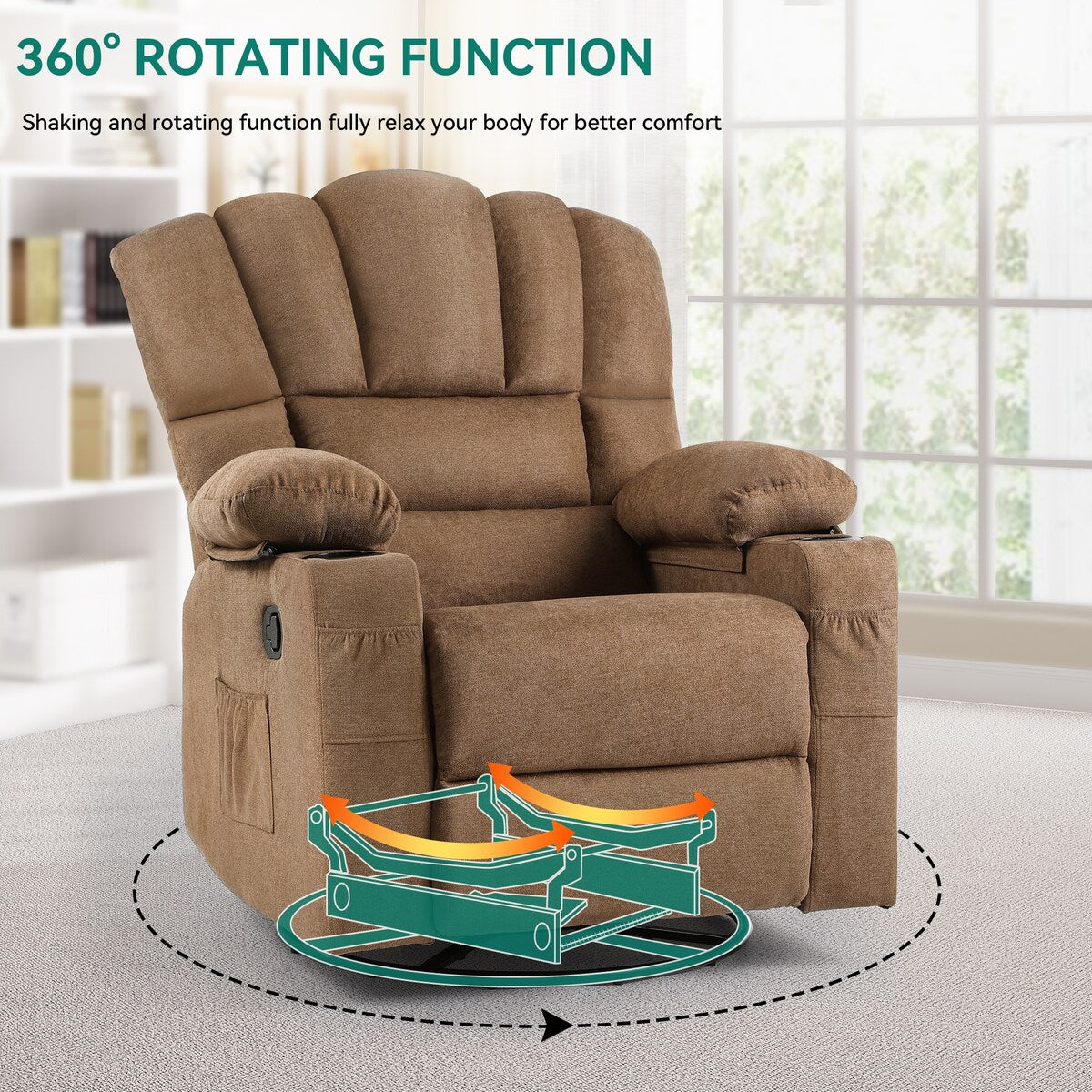Moasis Manual Swivel Rocking Recliner Chair for Elderly Swivel Glider Rocker Recliner Chair