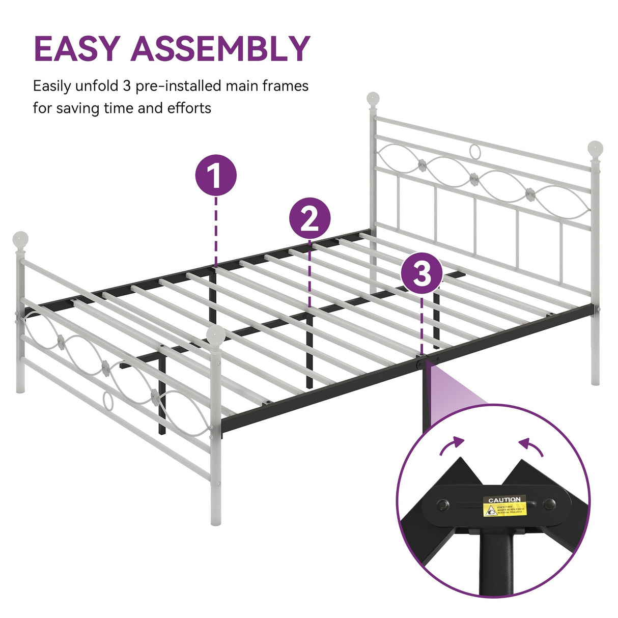 Moasis Modern Black Metal Platform Bed Frame, No Box Spring Needed Full/Queen Size