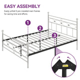 Moasis Modern Black Metal Platform Bed Frame, No Box Spring Needed Full/Queen Size