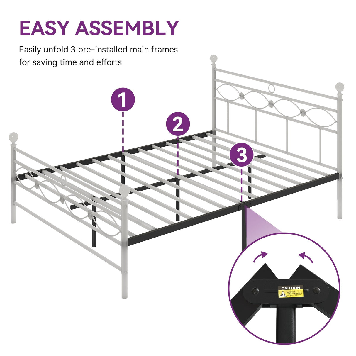 Moasis Modern Black Metal Platform Bed Frame, No Box Spring Needed Full/Queen Size