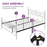 Moasis Modern Black Metal Platform Bed Frame, No Box Spring Needed Full/Queen Size
