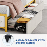 Moasis Queen Platform Bed with Upholstered Headboard