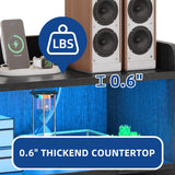 Moasis Record Player Stand, Vinyl Record Storage with Power Outlets and LED Lights, Holds Up to 130 Albums