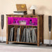 Moasis Record Player Stand, Vinyl Record Storage with Power Outlets and LED Lights, Holds Up to 130 Albums