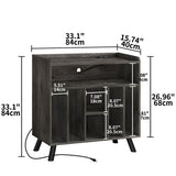 Moasis Record Player Stand, Vinyl Record Storage with Power Outlets and LED Lights, Holds Up to 130 Albums
