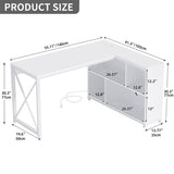 Moasis Reversible L Shaped Computer Corner Desk with Storage Shelves Built-in Power Outlets & LED Lights