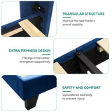 Rhombus/Square Velvet Tufted Headboard Platform Bed Frame