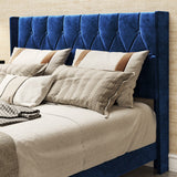 Rhombus/Square Velvet Tufted Headboard Platform Bed Frame