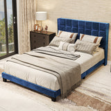 Rhombus/Square Velvet Tufted Headboard Platform Bed Frame