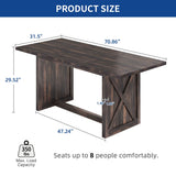 Moasis Rustic Style Wood Dinner Table 70.8" Large Farmhouse Kitchen Dining Room Table for 6 to 8 People