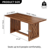 Moasis Rustic Style Wood Dinner Table 70.8" Large Farmhouse Kitchen Dining Room Table for 6 to 8 People