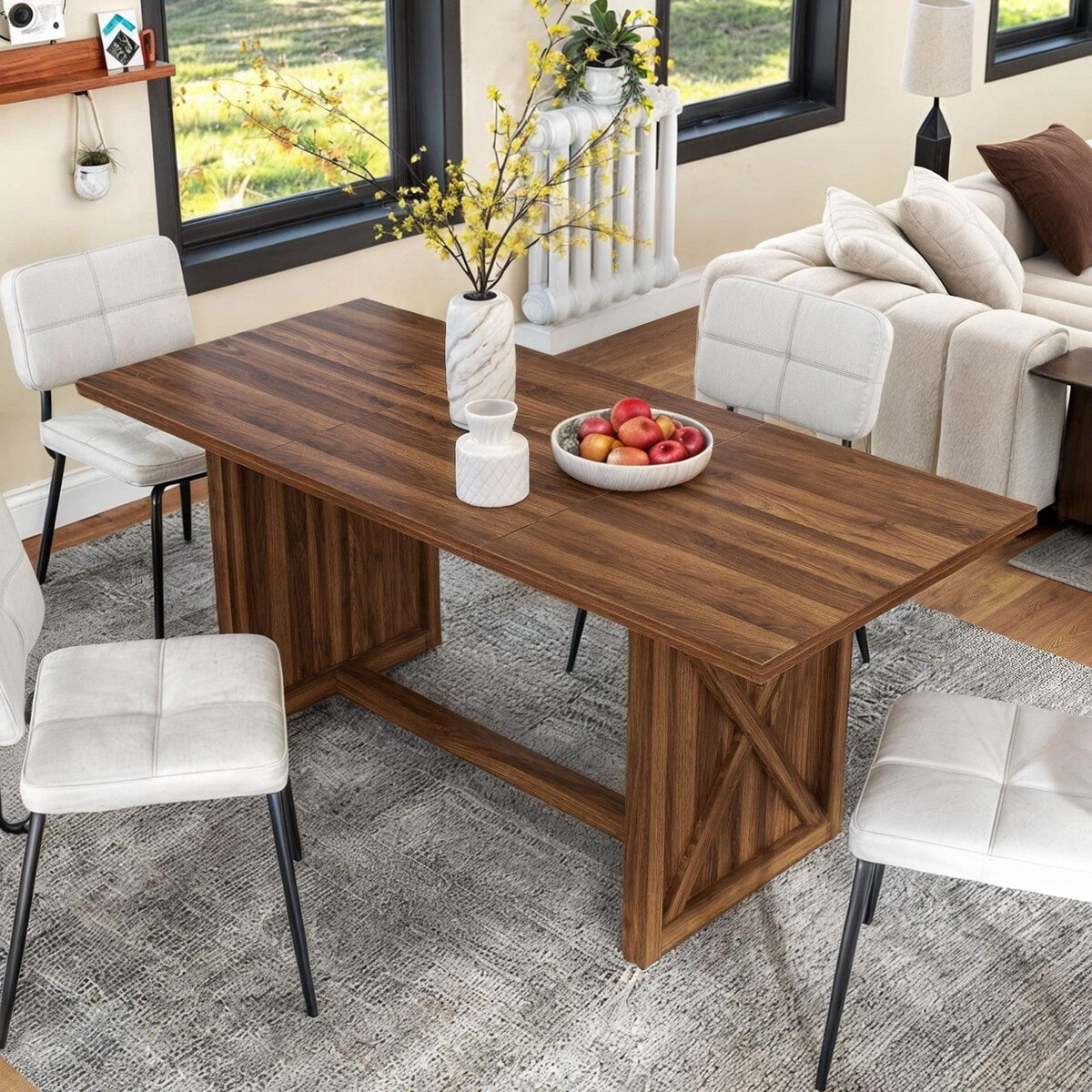 Moasis Rustic Style Wood Dinner Table 70.8" Large Farmhouse Kitchen Dining Room Table for 6 to 8 People