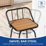 Moasis Set of 2 Swivel Bar Stools Black Patio Counter Stools for Kitchen Island or Outdoor