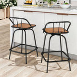 Moasis Set of 2 Swivel Bar Stools Black Patio Counter Stools for Kitchen Island or Outdoor