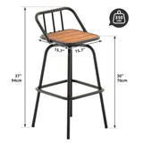 Moasis Set of 2 Swivel Bar Stools Black Patio Counter Stools for Kitchen Island or Outdoor