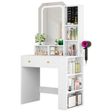 Moasis Small Makeup Vanity Desk with Mirror and Adjustable Lights - 15.75"D x 23.62"W x 55.91"H