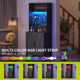 Moasis Tall Wine Bar Cabinet for Liquor and Glasses Dining Kitchen Cabinet with Liquor Dispenser & Wine Rack