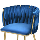 Moasis Upholstered Velvet Dining Chairs with Woven Back and Metal Frame (Set of 2)