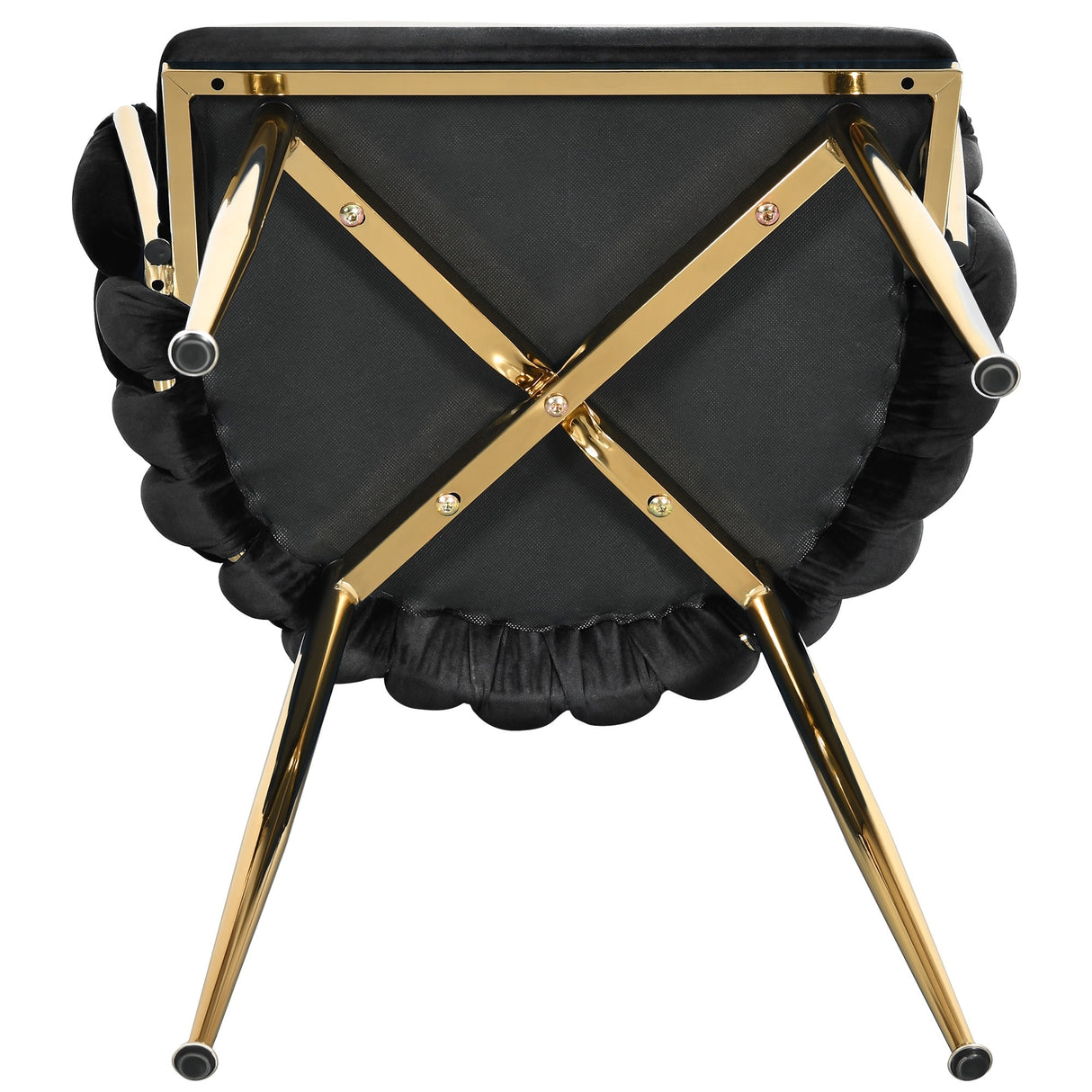 Moasis Upholstered Velvet Dining Chairs with Woven Back and Metal Frame (Set of 2)