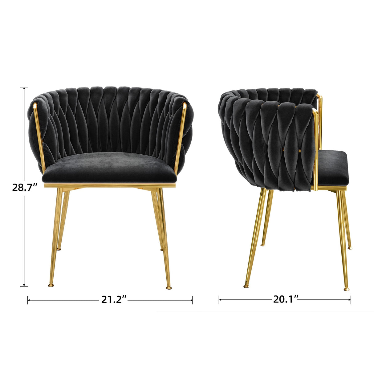 Moasis Upholstered Velvet Dining Chairs with Woven Back and Metal Frame (Set of 2)