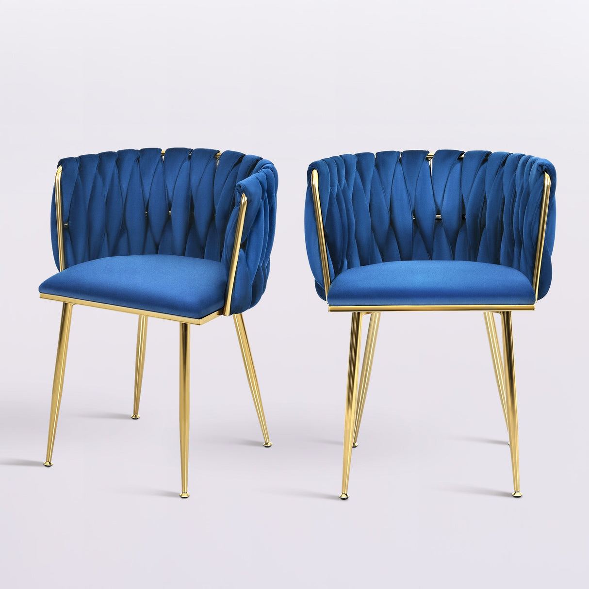 Moasis Upholstered Velvet Dining Chairs with Woven Back and Metal Frame (Set of 2)