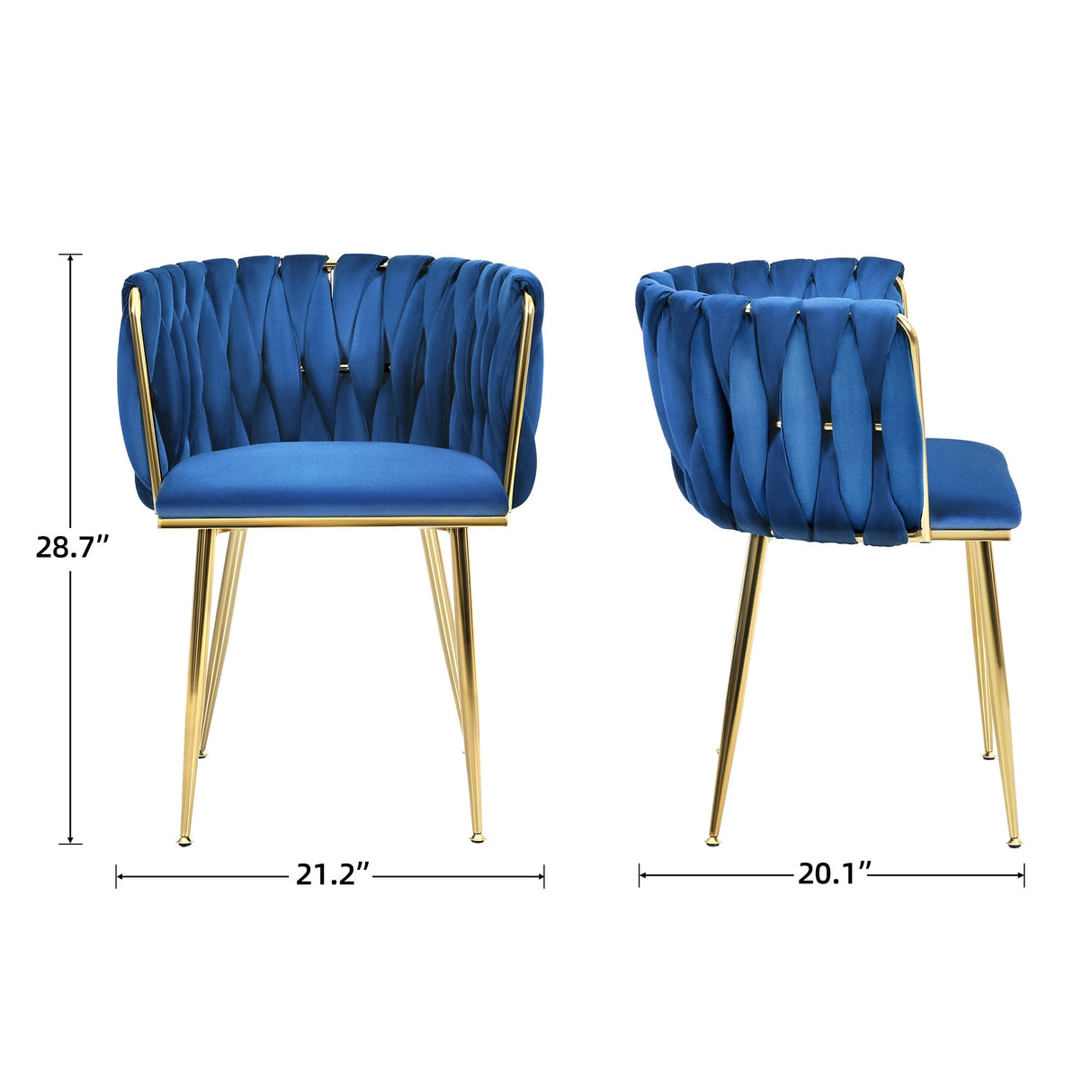 Moasis Upholstered Velvet Dining Chairs with Woven Back and Metal Frame (Set of 2)