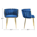 Moasis Upholstered Velvet Dining Chairs with Woven Back and Metal Frame (Set of 2)