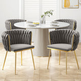 Moasis Upholstered Velvet Dining Chairs with Woven Back and Metal Frame (Set of 2)
