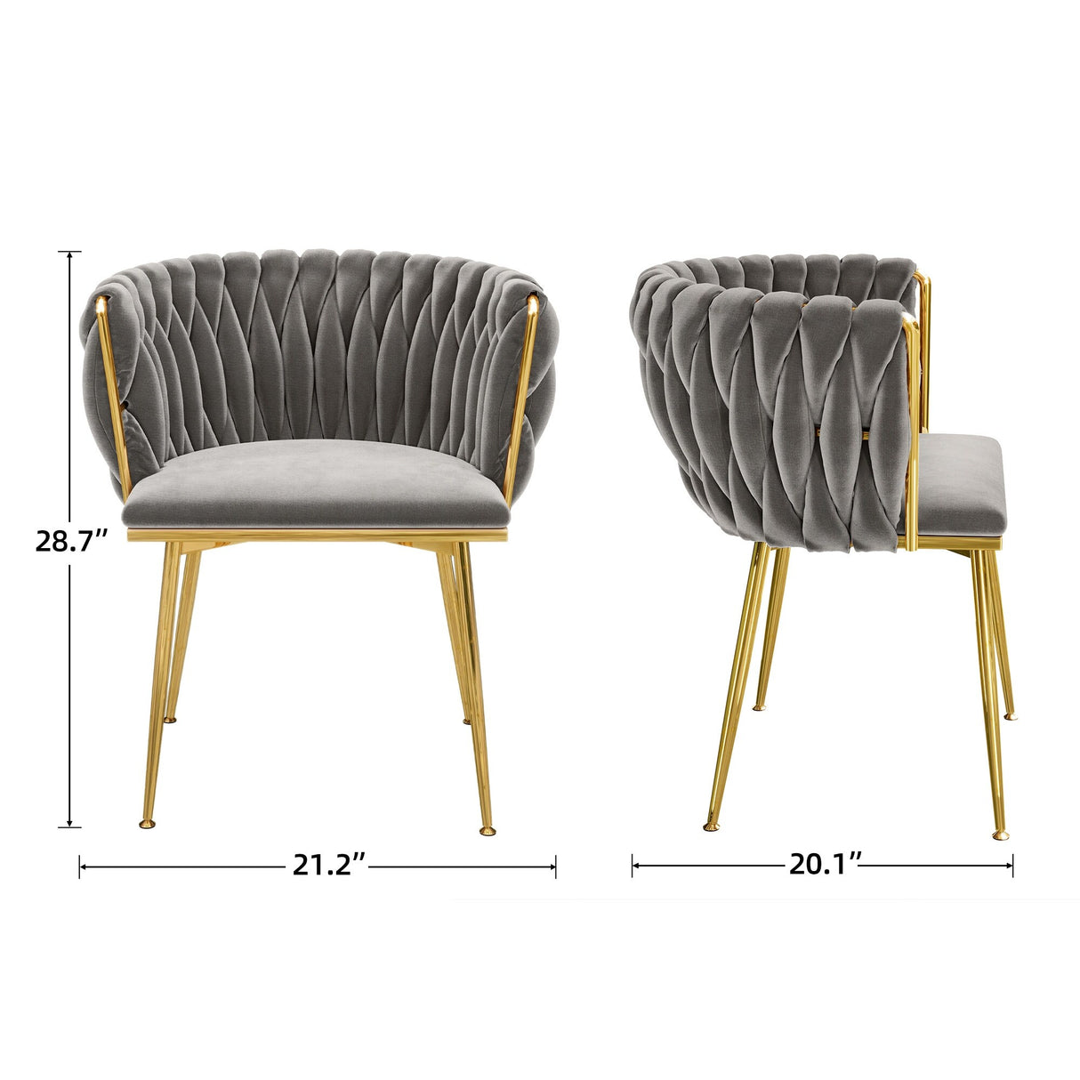 Moasis Upholstered Velvet Dining Chairs with Woven Back and Metal Frame (Set of 2)