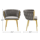 Moasis Upholstered Velvet Dining Chairs with Woven Back and Metal Frame (Set of 2)