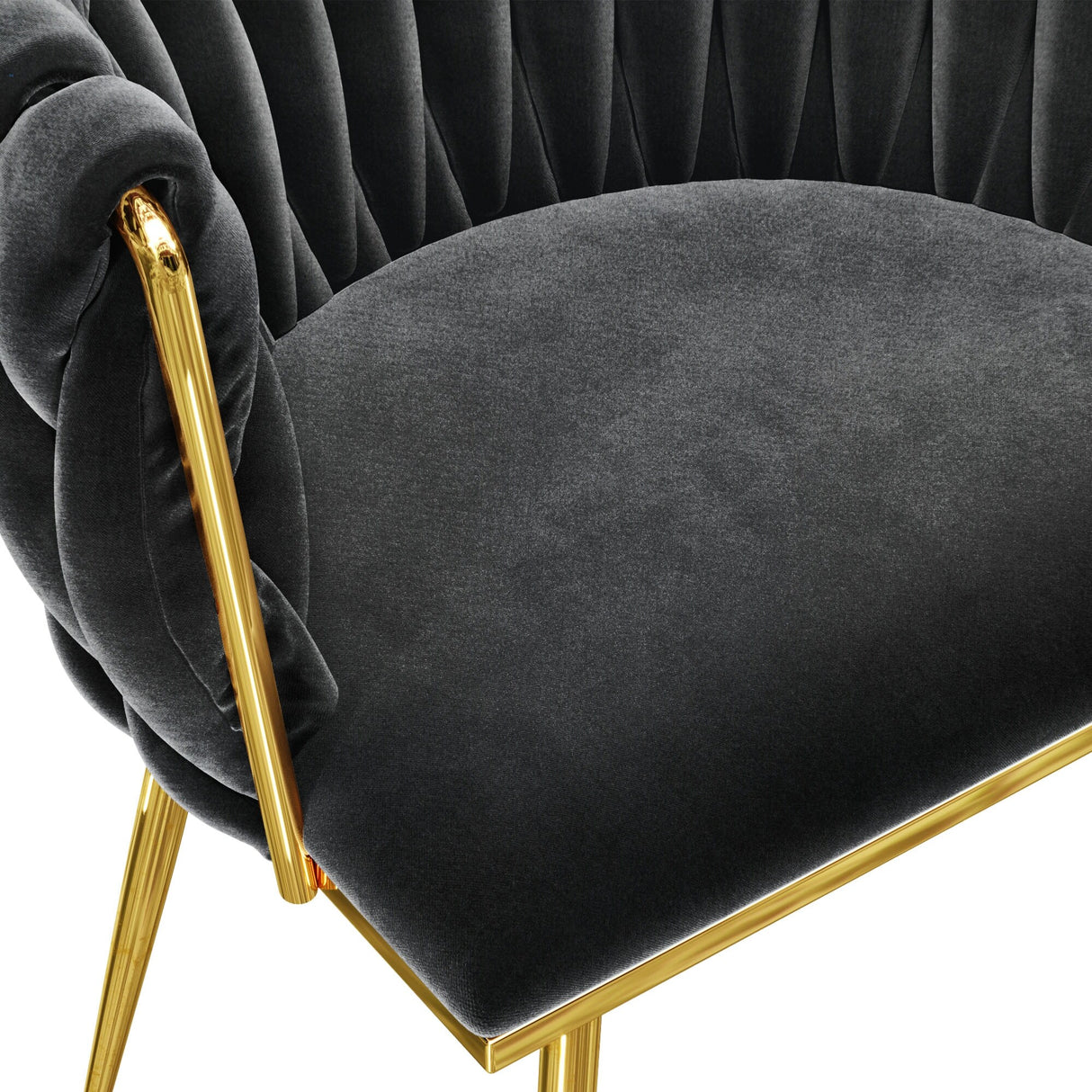Moasis Upholstered Velvet Dining Chairs with Woven Back and Metal Frame (Set of 2)