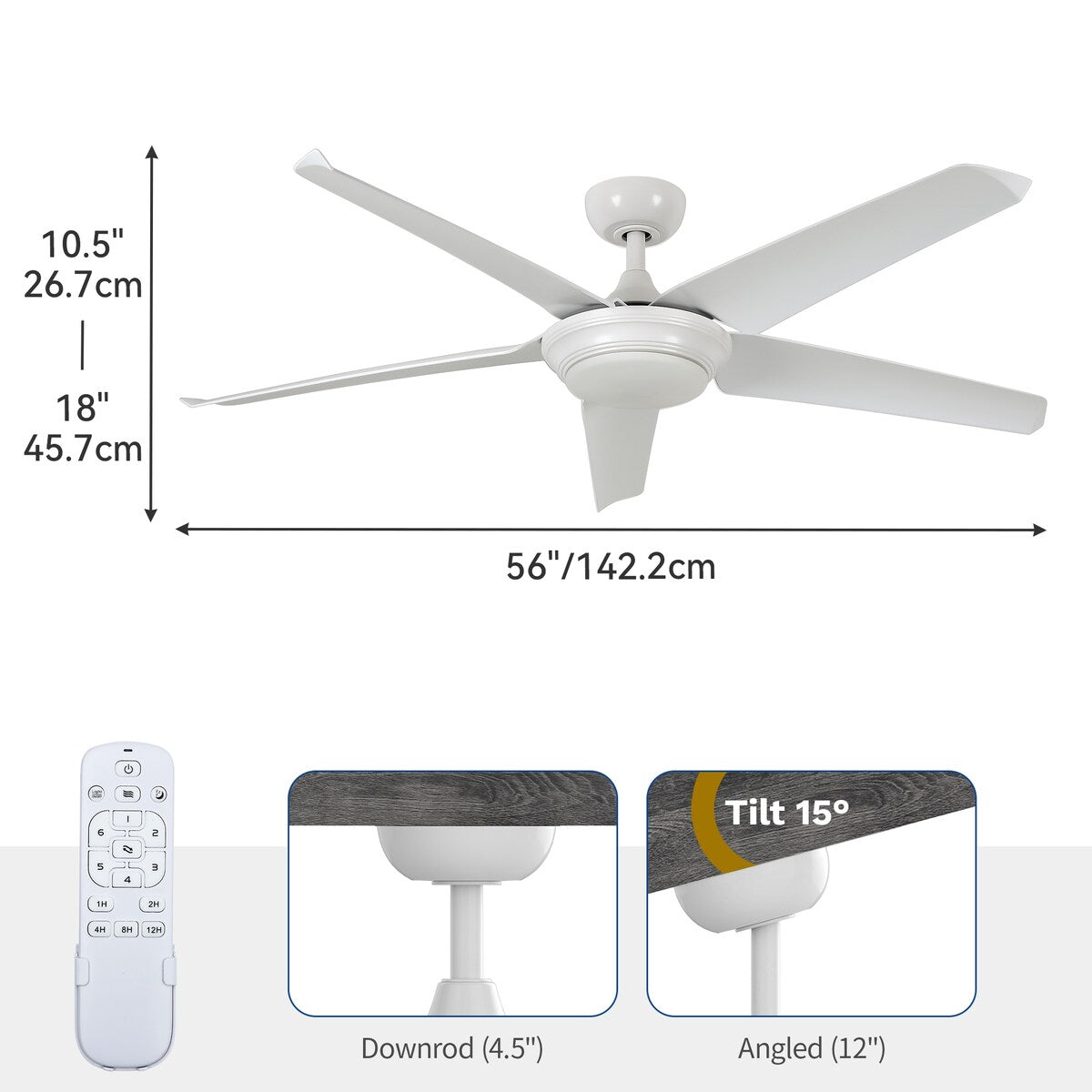 Moasis White 56" Ceiling Fan