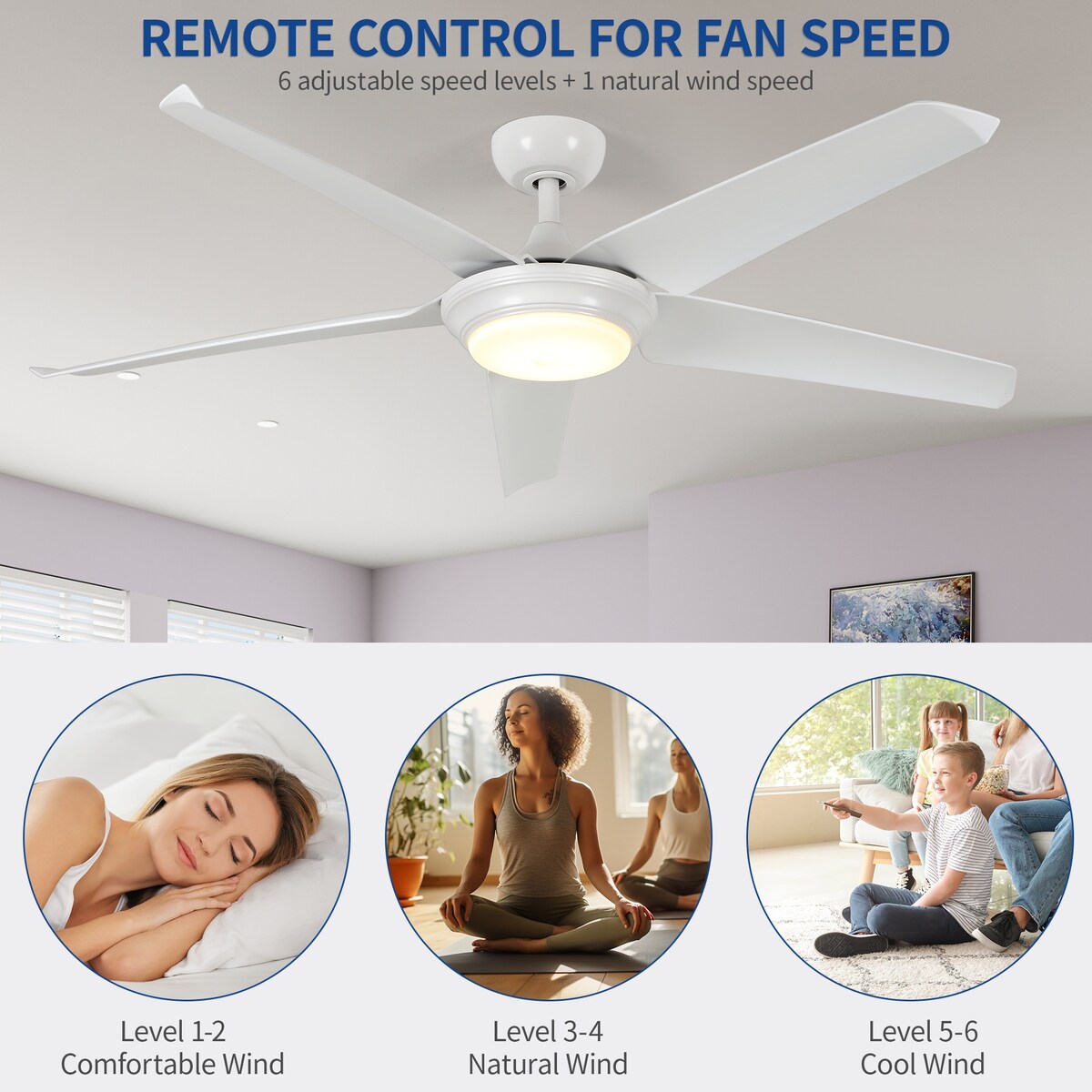 Moasis White 56" Ceiling Fan