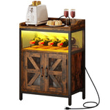 Moasis Wine Liquor Bar Cabinet with Led Lights & Outlets