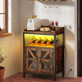 Moasis Wine Liquor Bar Cabinet with Led Lights & Outlets