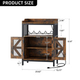 Moasis Wine Liquor Bar Cabinet with Led Lights & Outlets