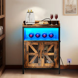 Moasis Wine Liquor Bar Cabinet with Led Lights & Outlets