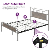 Moasis Wood and Metal Platform Bed Frame with Headboard Twin/Full/Queen Size