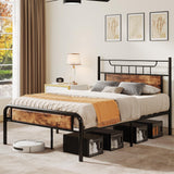 Moasis Wood and Metal Platform Bed Frame with Headboard Twin/Full/Queen Size