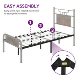 Moasis Wood and Metal Platform Bed Frame with Headboard Twin/Full/Queen Size