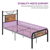 Moasis Wood and Metal Platform Bed Frame with Headboard Twin/Full/Queen Size